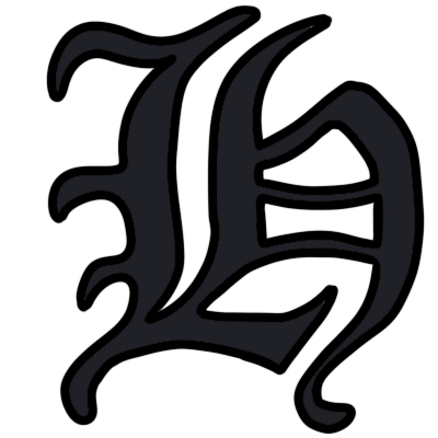 A black capital 'H' in a Gothic font